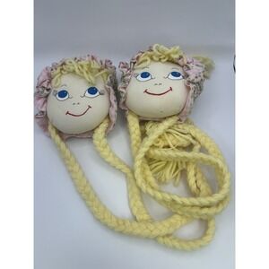 Vintage Hair Barrette Clip Holder Pigtail Blonde Girl Doll Set Of 2